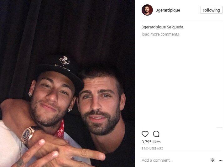 皮克回忆当初说内马尔“他留下了”:在那一刻我已经完全不是我了